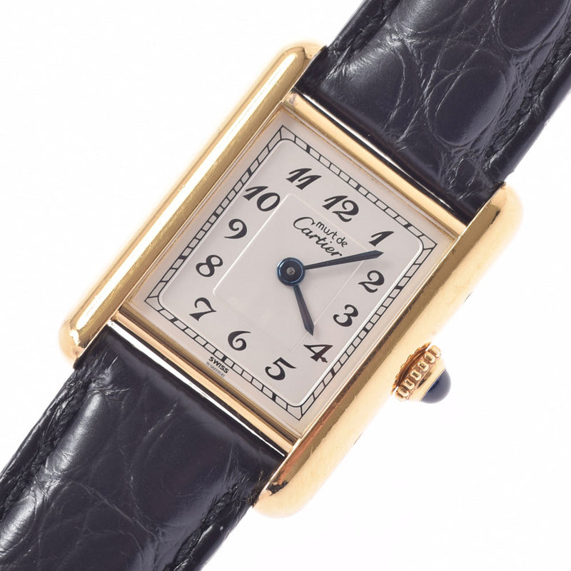 Cartier Cartier Mast Tank Vermey Yin Ladies GP/Leather Watch Quartz Ivory Dial AB Rank Used Ginzo