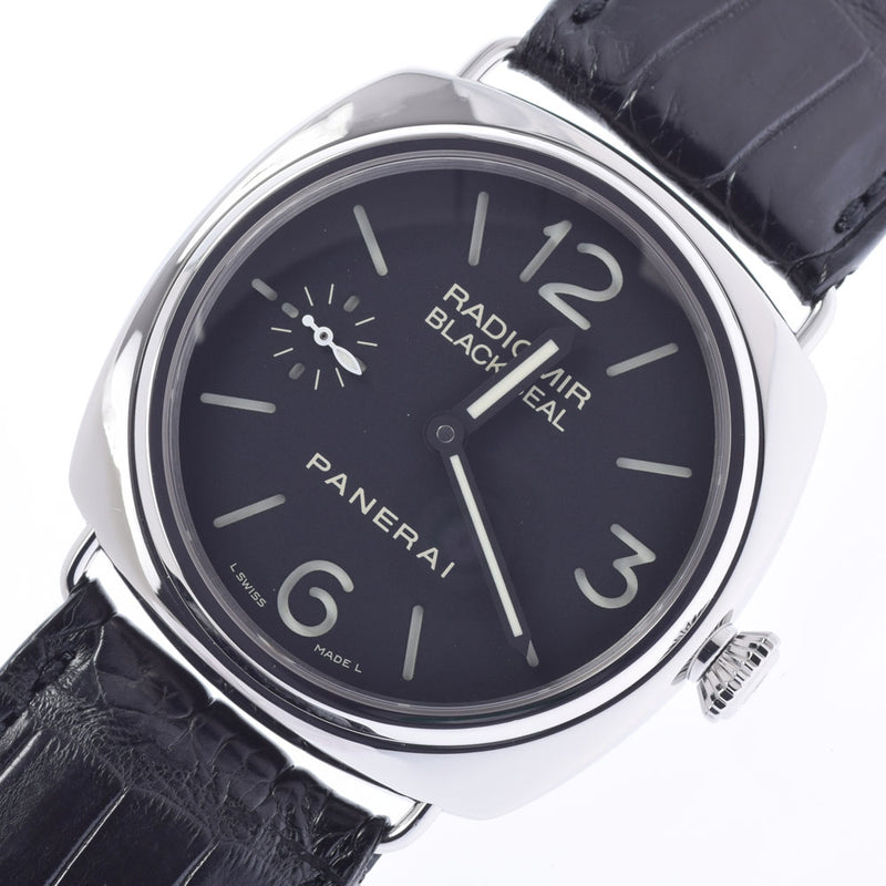 Officine Panerai Officene Panerai Radio Meal Black Sticker PAM00183 Men's SS/Leather Watch Hand -rolled Black Dial A Rank used Ginzo