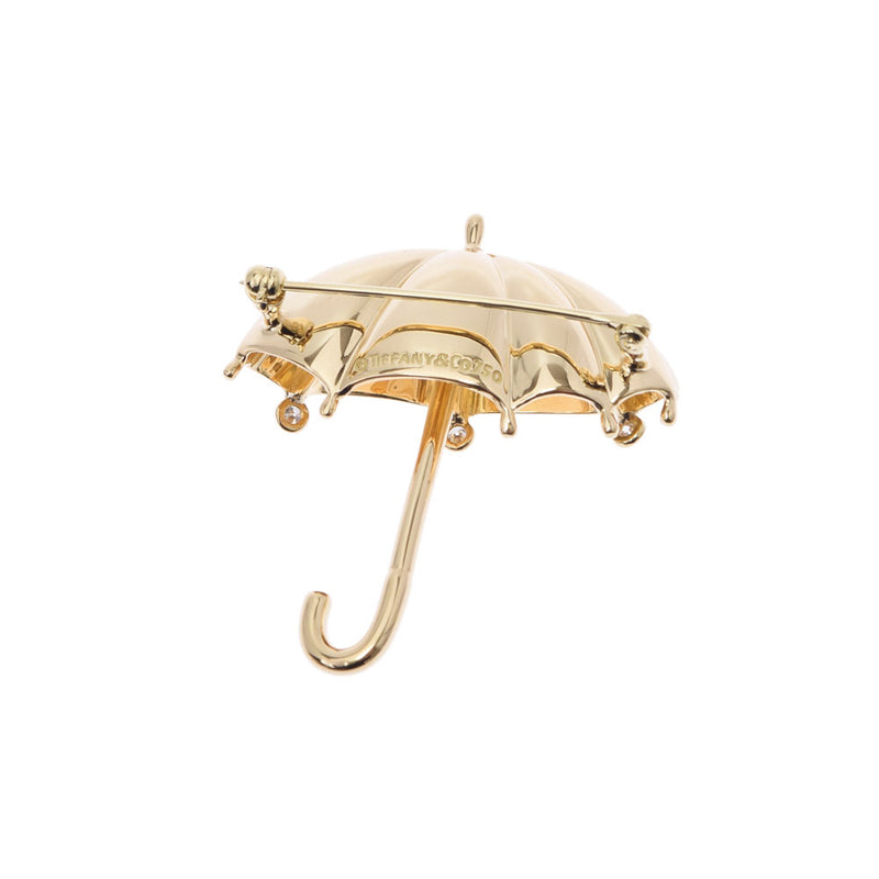 TIFFANY & CO. Tiffany umbrella motif unisex K18YG/Diamond brooch a rank used Ginzo