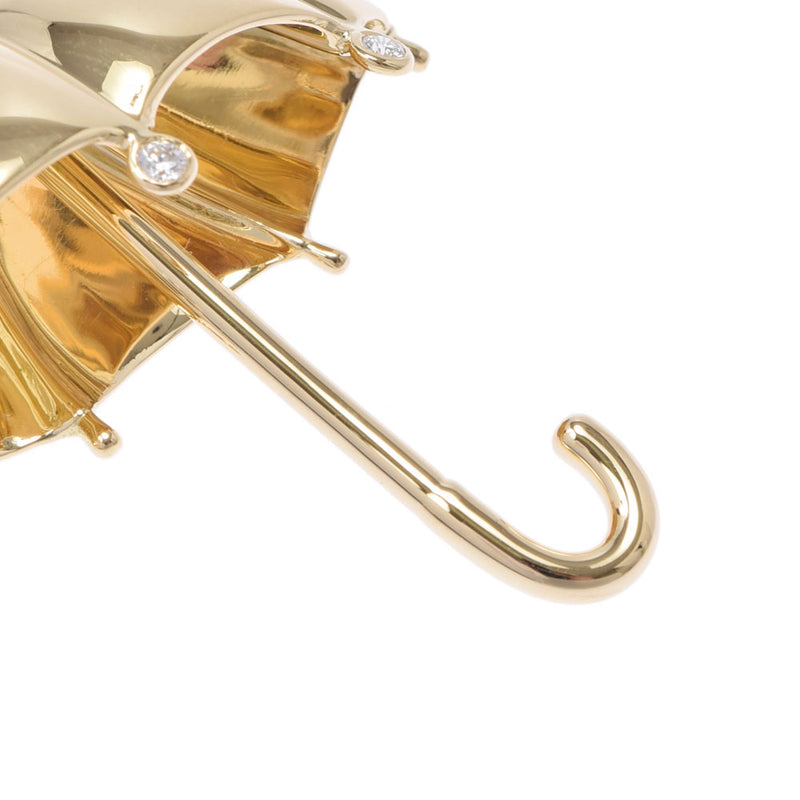 TIFFANY & CO. Tiffany umbrella motif unisex K18YG/Diamond brooch a rank used Ginzo