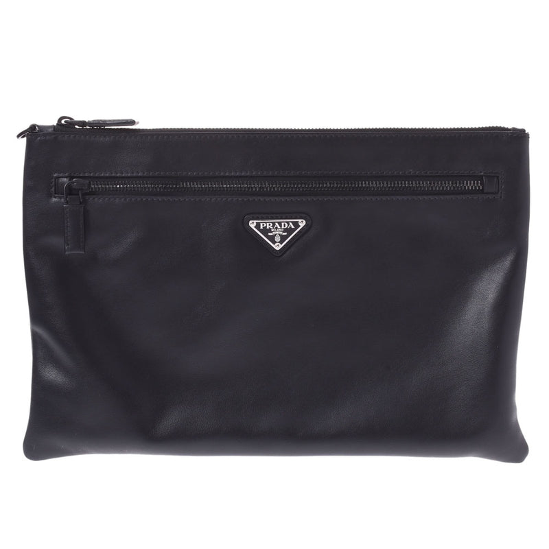 PRADA Prada Black Unisex Calf Clutch Bag A Rank used Ginzo