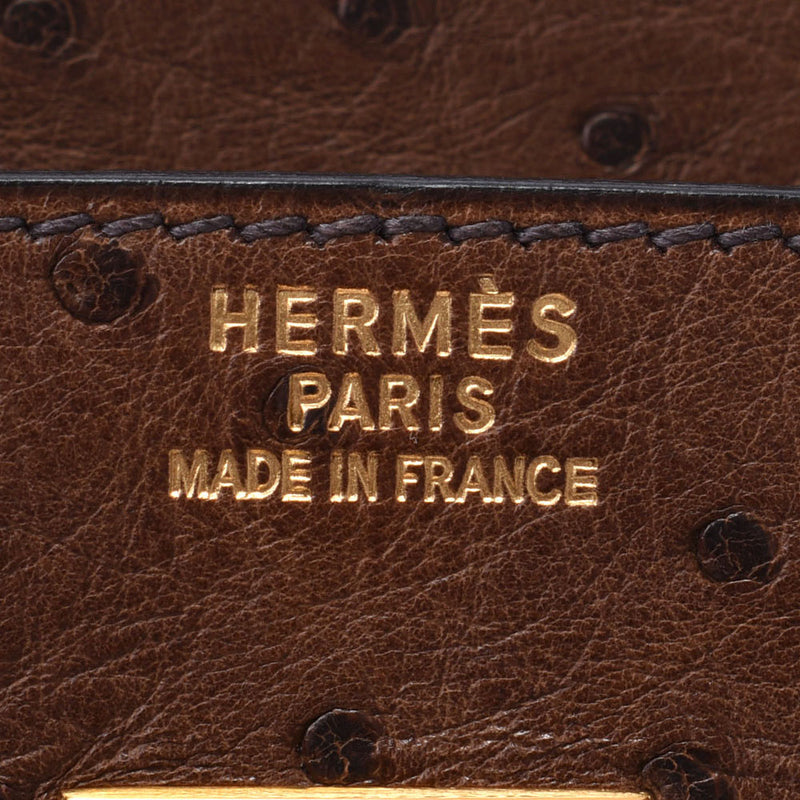 HERMES Hermes Birkin 40 Tea Gold Bracket 〇Z engraved (around 1996) Unisex Ostrich Handbag A Rank used Ginzo