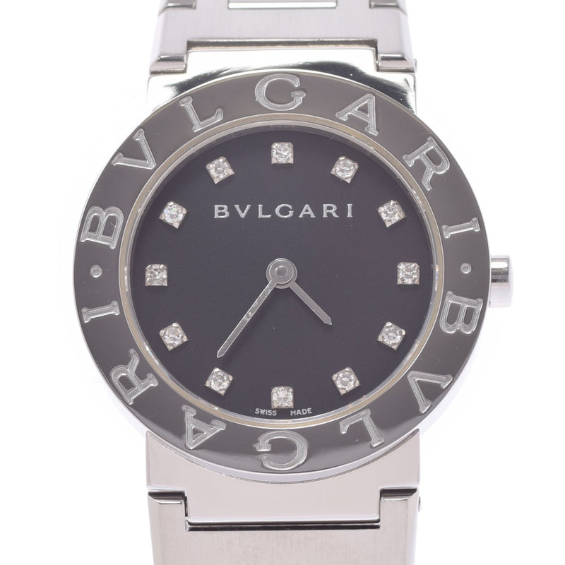 BVLGARI ブルガリ ブルガリブルガリ 26 12Pダイヤ BB26SS レディース SS 腕時計 クオーツ 黒文字盤 Aランク 中古 銀蔵