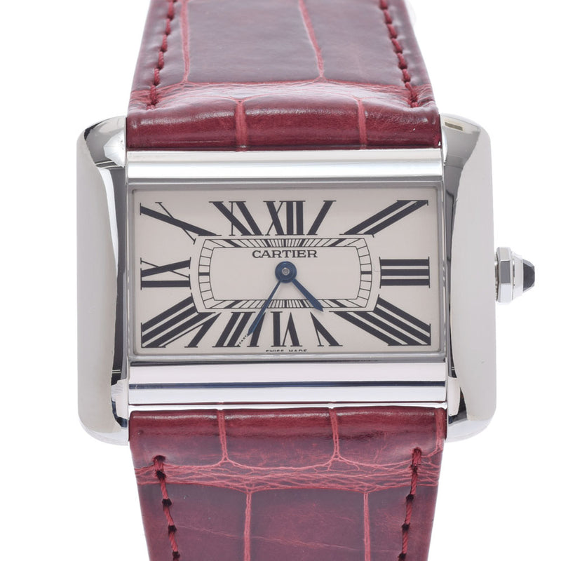 Cartier Cartier Tank Divan LM新皮带W6300655男士SS/Leather Watch Quartz象牙表盘