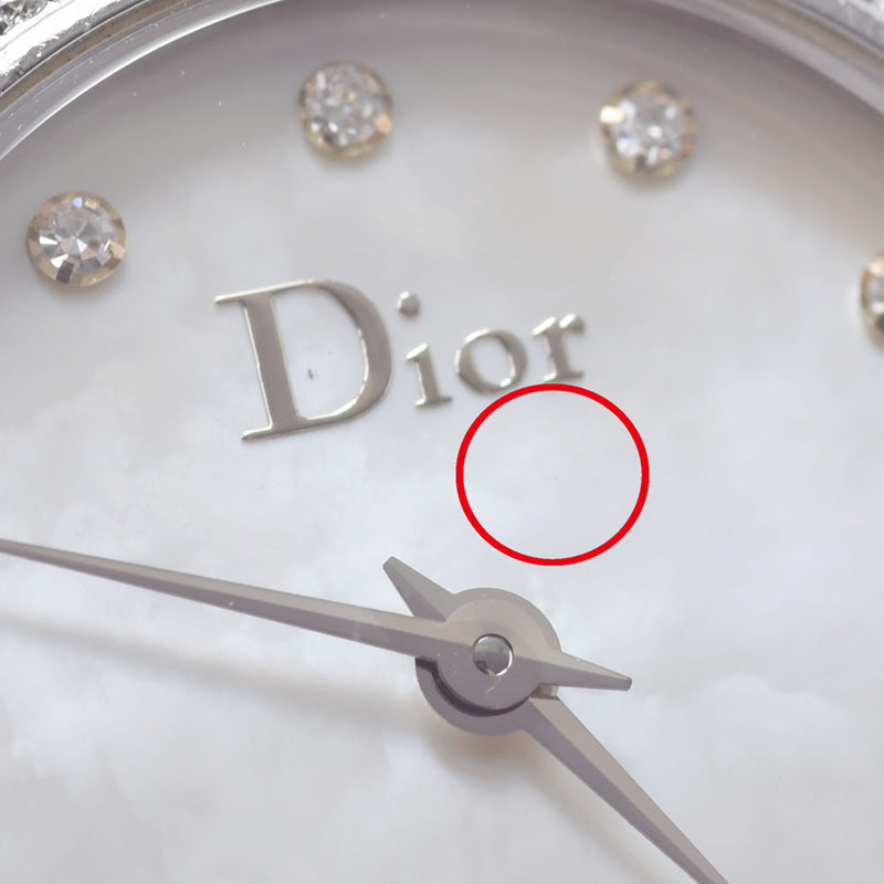 Christian Dior Christian Dior Baby Di 12P Diamond/Bezel Diamond Ladies SS Watch Quartz White Shell Dial AB Rank Used Ginzo