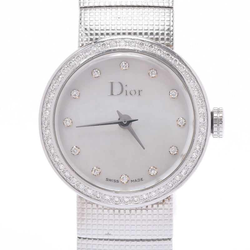 ディオール DIOR ダイヤベゼル シェル文字盤 純正革ベルト 腕時計 C295なみりんショップ