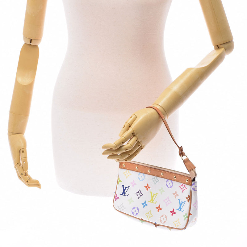 LOUIS VUITTON Louis Vuitton Multicolor Pochette AccessWall White M92649 Ladies Monogram Multicolor Accessories Pouch AB Rank Used Ginzo