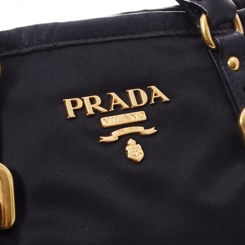 PRADA プラダ 黒 BN1841 レディース ナイロン カーフ ハンドバッグ Aランク 中古 銀蔵