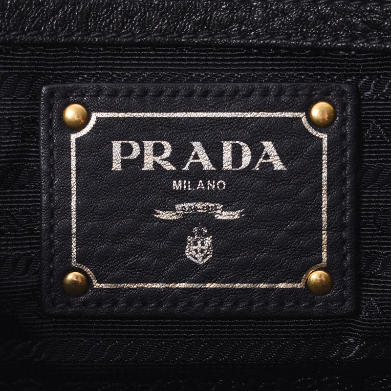 PRADA プラダ 黒 BN1841 レディース ナイロン カーフ ハンドバッグ Aランク 中古 銀蔵