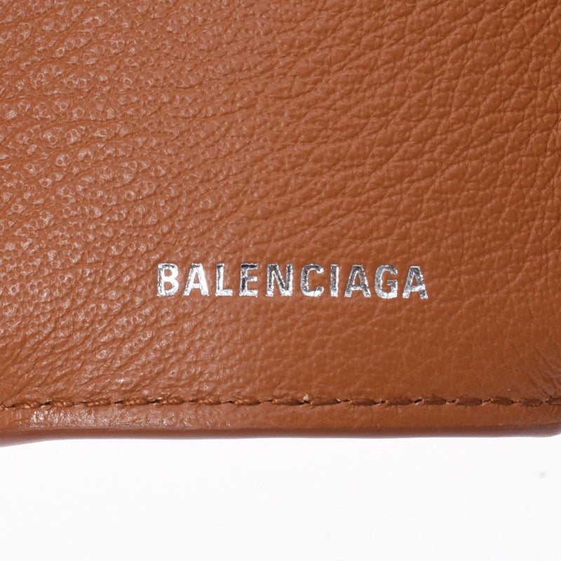 Balenciaga Balenciaga Paper迷你钱包棕色391446男女Calf Mold折叠钱包新金佐