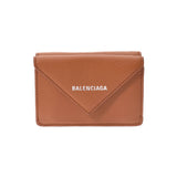 BALENCIAGA Balenciaga Paper Mini Wallet Brown 391446 Unisex Calf Mold Fold Wallet New Ginzo