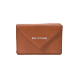 BALENCIAGA Balenciaga Paper Mini Wallet Brown 391446 Unisex Calf Mold Fold Wallet New Ginzo