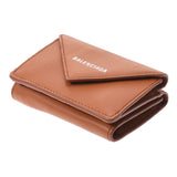 BALENCIAGA Balenciaga Paper Mini Wallet Brown 391446 Unisex Calf Mold Fold Wallet New Ginzo