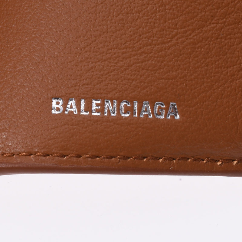 Balenciaga Balenciaga Paper迷你钱包棕色391446男女Calf Mold折叠钱包新金佐