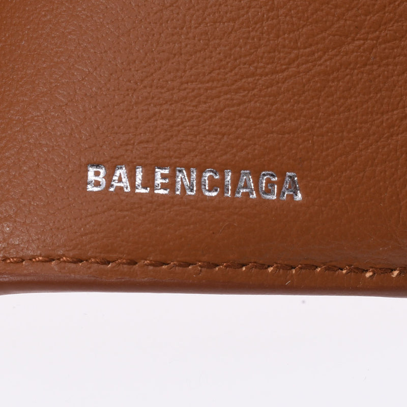 BALENCIAGA Balenciaga Paper Mini Wallet Brown 391446 Unisex Calf Mold Fold Wallet New Ginzo