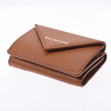 BALENCIAGA Balenciaga Paper Mini Wallet Brown 391446 Unisex Calf Mold Fold Wallet New Ginzo