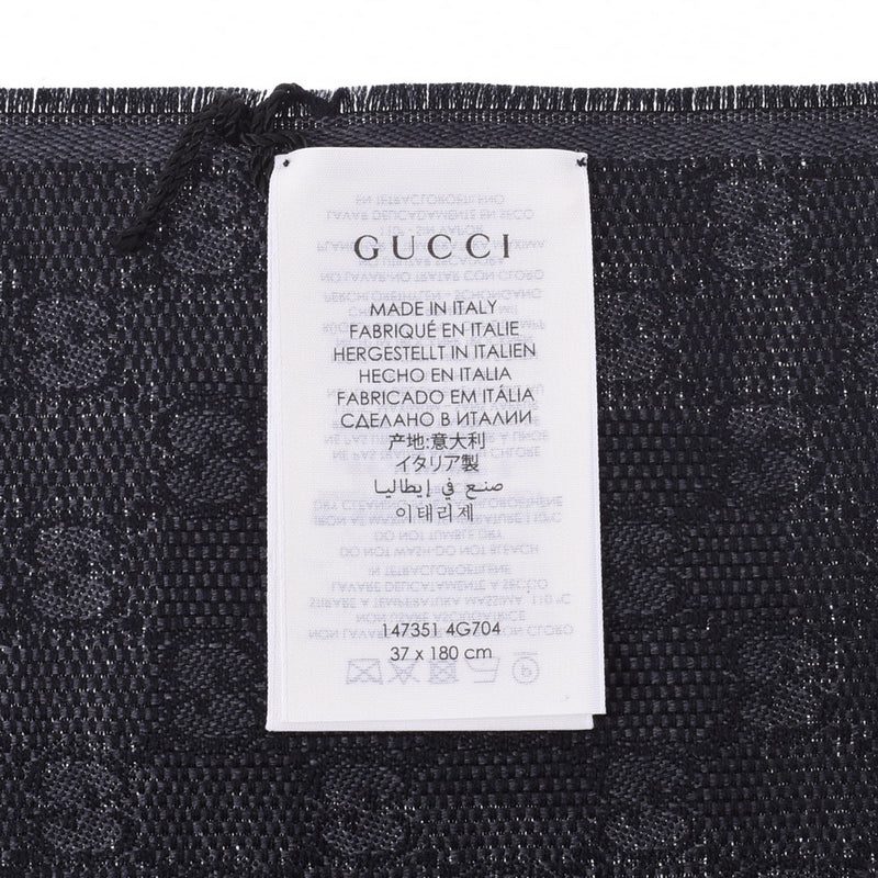 GUCCI Gucci GG Pattern Webing Line Stall Black 147351 Unisex wool 80 %/Silk 20 % Muffler New Ginzo