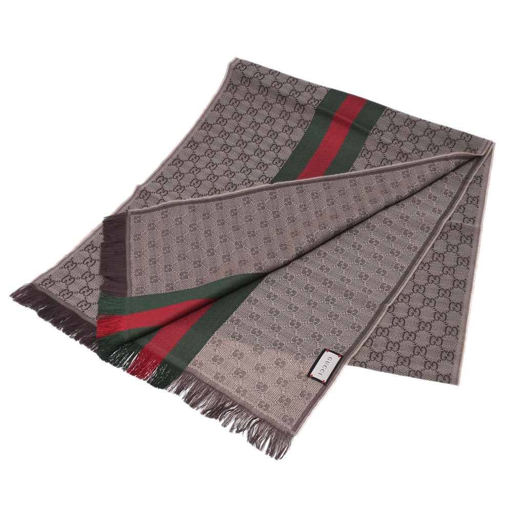 GUCCI GGロゴニットマフラー ブラウン系 GUCCI GGロゴニットマフラー ブラウン系 GG wool scarf in beige and