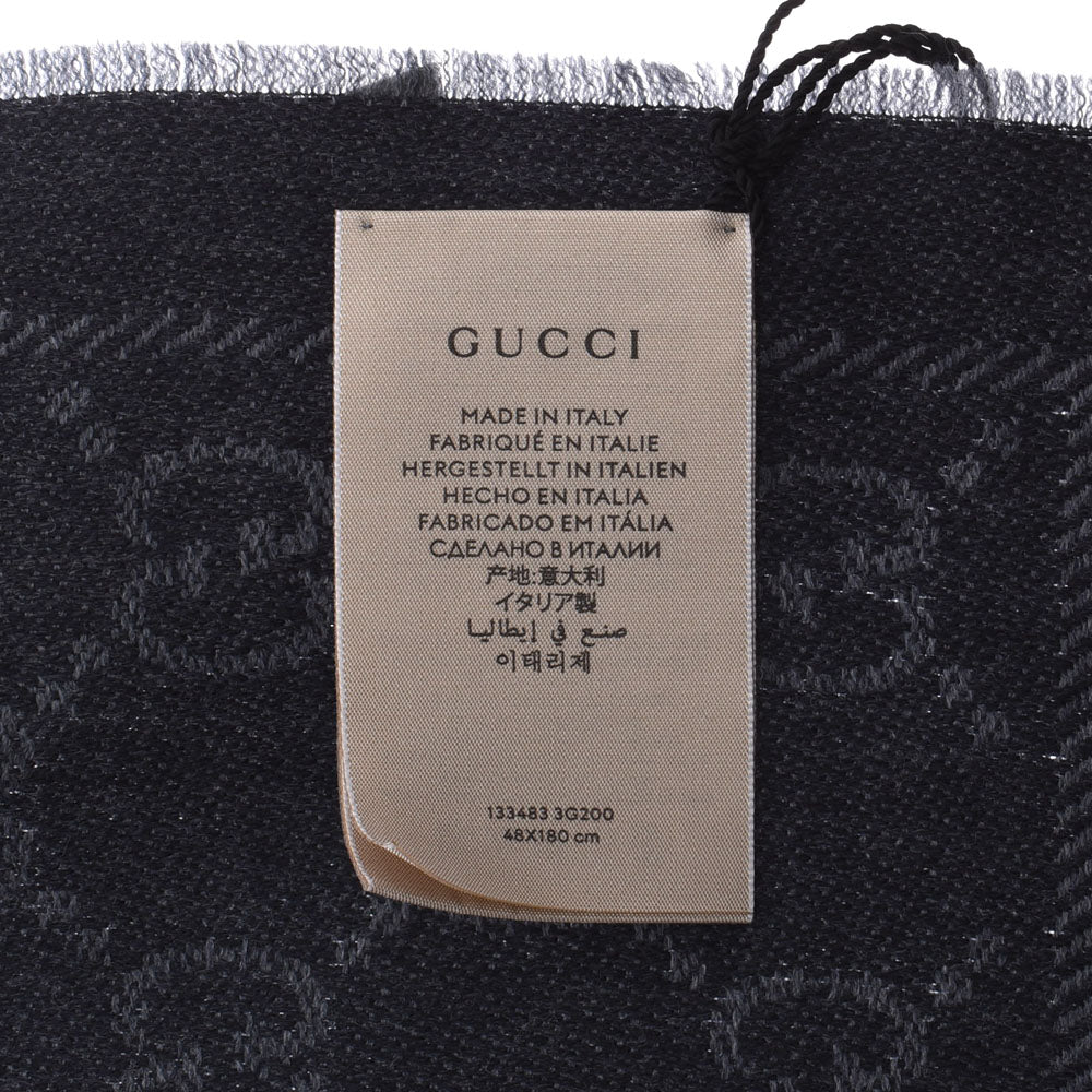 グッチGG柄 ストール グレー/黒 ユニセックス マフラー 133483 GUCCI