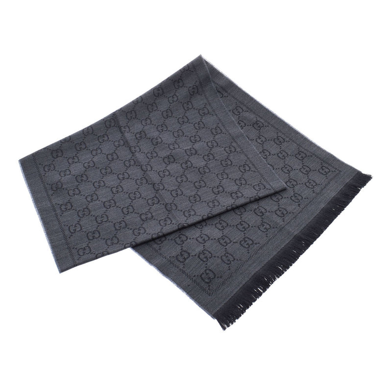 [Valentine Muffler] GUCCI Gucci GG Pattern Stall Gray/Black 133483 Unisex Wool 100 % Muffler New Ginzo