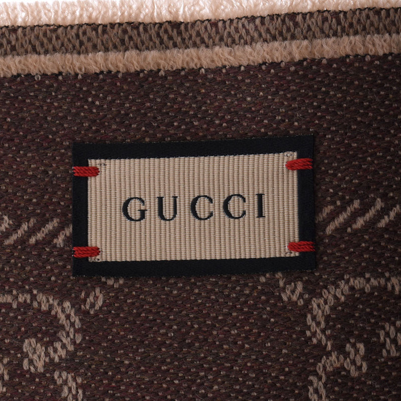 Gucci Gucci GG图案摊位浅棕色系统133483男女通间羊毛100％消声器新金佐