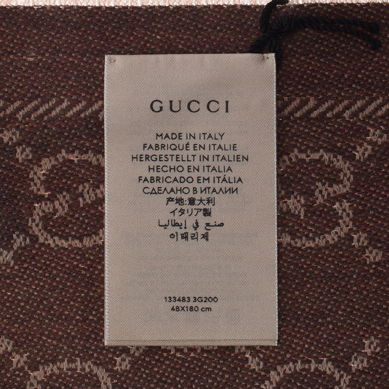 Gucci Gucci GG图案摊位浅棕色系统133483男女通间羊毛100％消声器新金佐