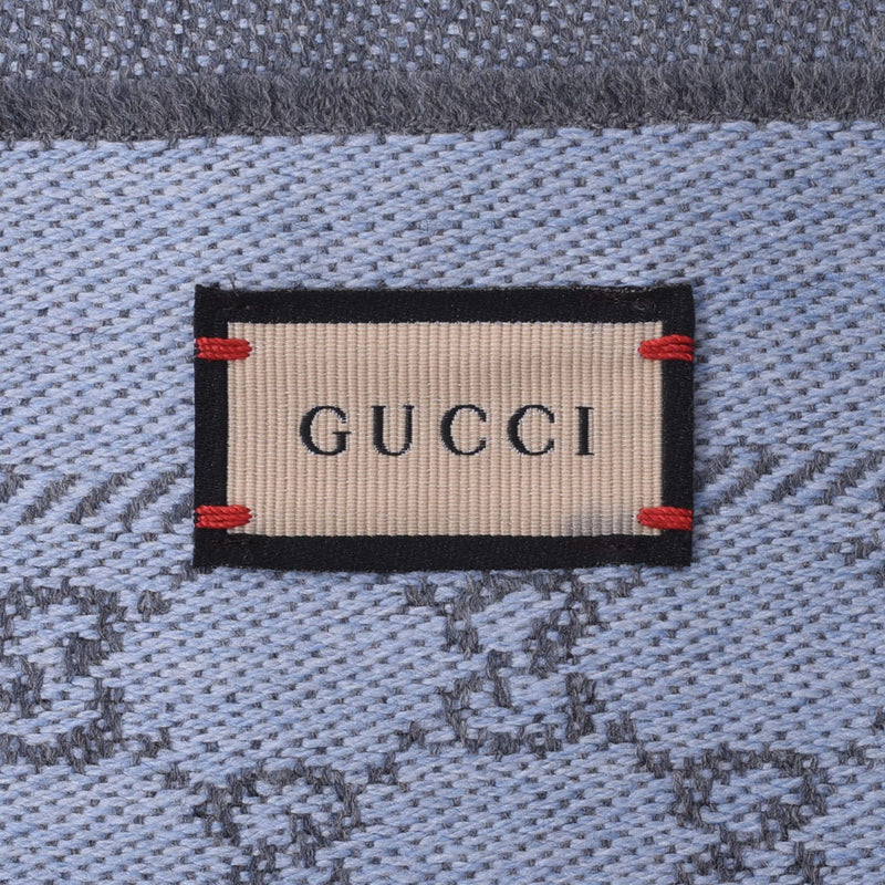 Gucci Gucci GG图案失速灰色/浅蓝色411115男女羊毛100％消声器新金佐