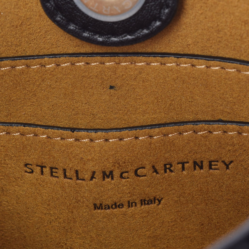 Stella McCartney Stella Stella McCartney Punch徽标黑色金支架700265女士聚氨酯聚酯夹式肩带新金佐