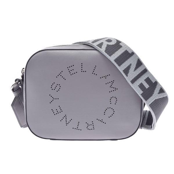 Stella McCartney Stella Stella McCartney Camera Bag Punch徽标灰色银支700266女士皮革肩带新金佐