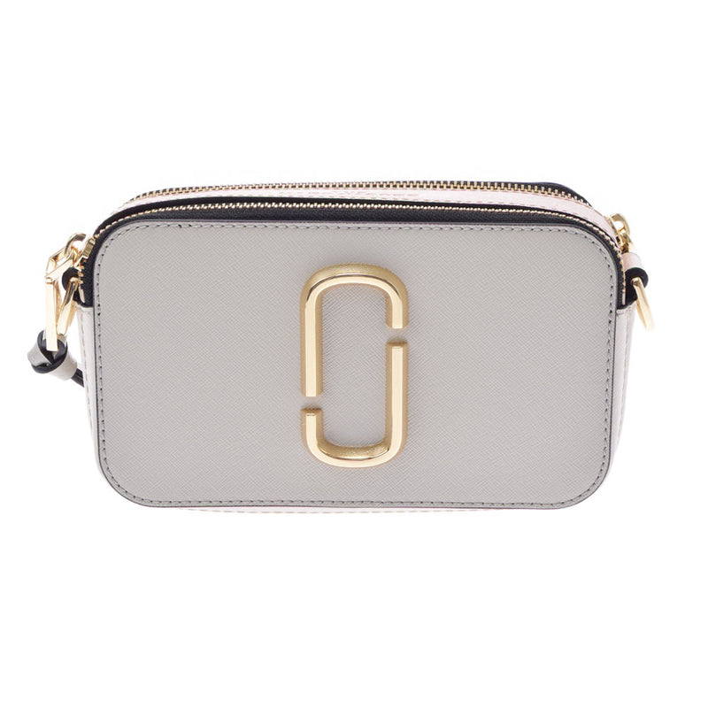 MARC JACOBS Mark Jacobs Snapshot 2WAY Multicolor Light Gray/White/Pink Gold Bracket M0014146-088 Ladies Leather Shoulder Bag New Ginzo