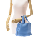 爱马仕爱马仕picotan lock mm触摸蓝色天堂银支架□r雕刻（2014年左右）女士托里昂/迅捷手提包AB级使用Ginzo