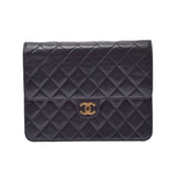 CHANEL Chanel Matrasse Chain Shoulder Push Rock Black Gold Bracket Ladies Ram Skin Shoulder Bag AB Rank Used Ginzo