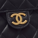 CHANEL Chanel Matrasse Chain Shoulder Push Rock Black Gold Bracket Ladies Ram Skin Shoulder Bag AB Rank Used Ginzo