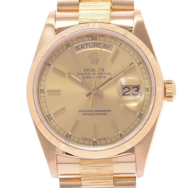 ROLEX Rolex Day Date Bark Finish 18078 Men's YG Watch Automatic Champagne Dial A Rank Used Ginzo