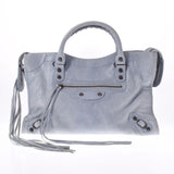 BALENCIAGA Balenciaga The City 2WAY Light Blue 115748 Ladies Lambskin Handbag AB Rank used Ginzo