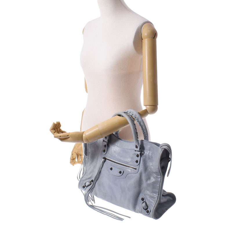 BALENCIAGA Balenciaga The City 2WAY Light Blue 115748 Ladies Lambskin Handbag AB Rank used Ginzo