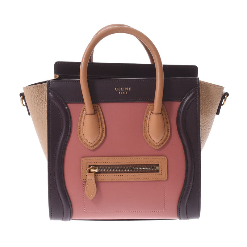 セリーヌラゲージ ナノショッパー 2WAYバッグ 茶/ピンク/ベージュ/キャメル レディース カーフ ハンドバッグ CELINE 中古 –  銀蔵オンライン