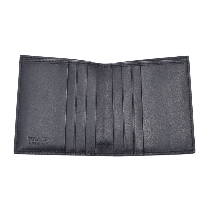 PRADA Prada Fudme Black 2M0004 Unisex Ostrich Bi -fold Wallet New Used Ginzo