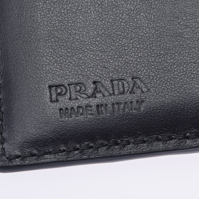 PRADA プラダ 札入れ 黒 2M0004 ユニセックス オーストリッチ 二つ折り財布 新同 中古 銀蔵