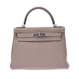 HERMES Hermes Kelly 28 Inner Sewing 2WAY Turty Yale Gray Silver Bracket □ O Engraved (around 2011) Ladies Toryon Lemance Handbag A Rank used Ginzo