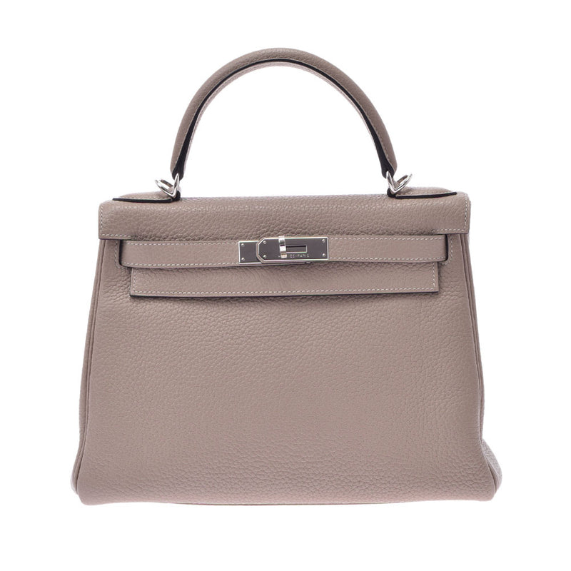 爱马仕爱马仕（Hermes Hermes Kelly）28 Inner Sewing 2way Turty Yale Grey Silver Bracket□O雕刻（2011年）女士Toryon Lemance手提包A级使用Ginzo