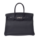 爱马仕爱马仕伯金（Hermes Hermes Birkin）35黑色银支架雕刻（2017年左右）dogo手提包A级二手Ginzo