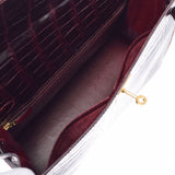 HERMES HERMES HERMES KELLY 32外缝制2Way Bag Rouge ACH GOLD BRACKET□C雕刻（1998年左右）女士Porosus手提包AB级使用Ginzo