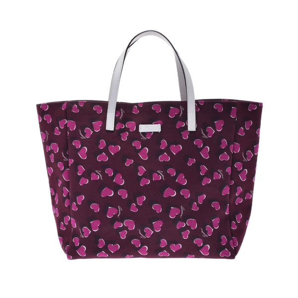 Gucci Gucci Heart Beat Beat Bordeaux/White 282439女士Canvas Tote Bag a级二手Ginzo