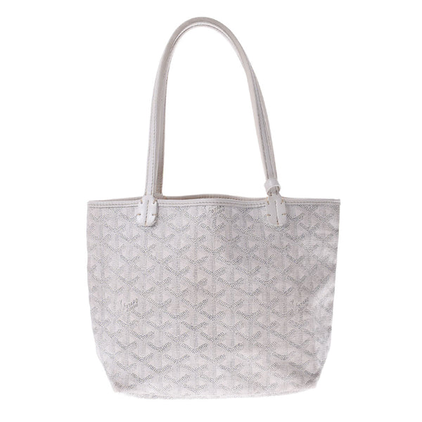 GOYARD Goyal Saint -Lui Junior White Ladies PVC/Leather Handbag B Rank used Ginzo