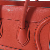 CELINE セリーヌ ラゲージ マイクロショッパー 赤 レディース カーフ ハンドバッグ Bランク 中古 銀蔵