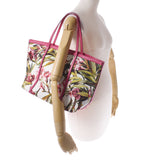 DOLCE GABBANA Dolce & Gabbana Flower White x Pink Ladies Canvas Calf Tote Bag AB Rank Used Ginzo