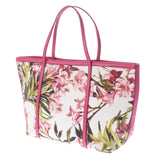 DOLCE GABBANA Dolce & Gabbana Flower White x Pink Ladies Canvas Calf Tote Bag AB Rank Used Ginzo