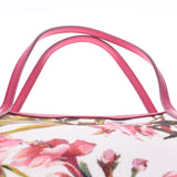 DOLCE GABBANA Dolce & Gabbana Flower White x Pink Ladies Canvas Calf Tote Bag AB Rank Used Ginzo