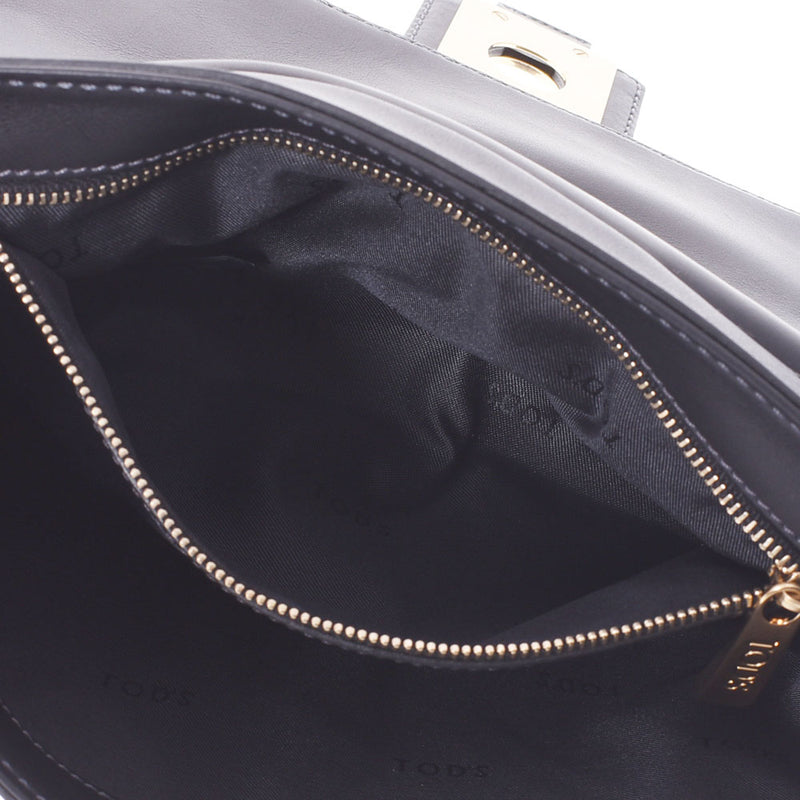TOD’S トッズ 黒 レディース カーフ ショルダーバッグ Aランク 中古 銀蔵